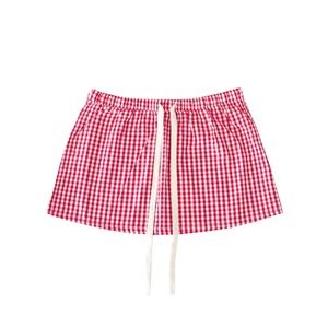 ODDLI Red plaid boxer mini skirt